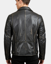 Mens Biker Leather Jacket Dual Zip Hook Paradox Rub Off